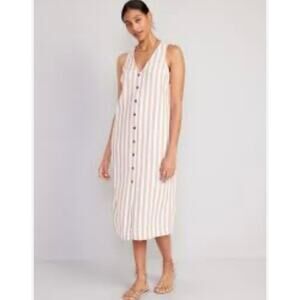 Old Navy Striped Midi Dress - Cream and White